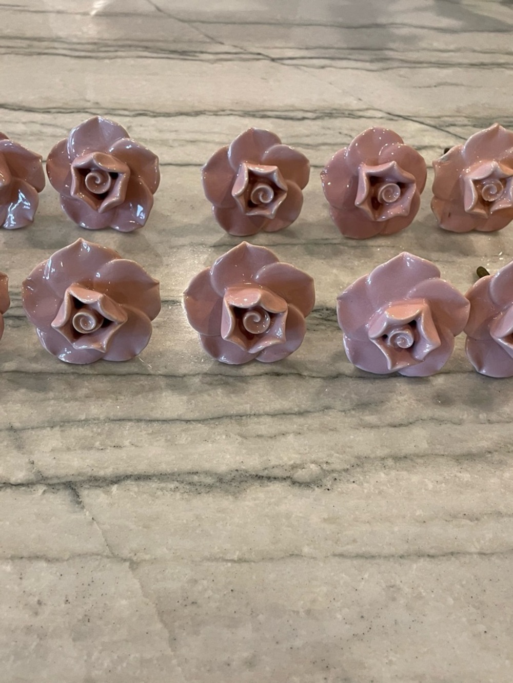 ONE Anthropologie Dusty Pink Ceramic Rose Drawer Knobs